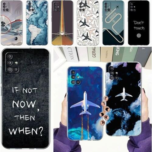 Case for Samsung Galaxy A51 A71 A21s A31 A12 A41 M31 M51 A52 A42 A32 Transparent Fitted Soft Phone Cover Aircraft Travel World