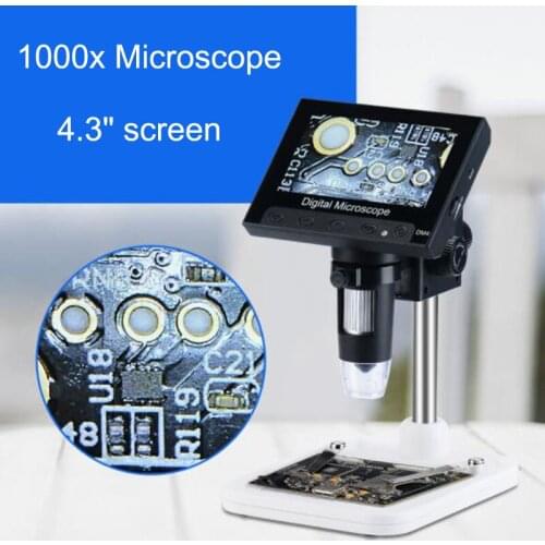 4.3" LCD USB Digital Microscope Endoscope Record 1000X Magnifier Zoom Storage Camera Video Recorder for Laboratory Repair Solder