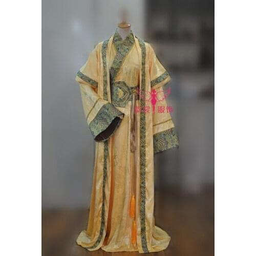 Long Gown + Short Sleeve Coat Yellow Dragon Pattern House Costume Male Hanfu Small Sleeve Cosplay Mens Costume