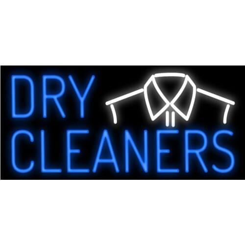 DRY CLEANERS Clothings Sign Custom Handmade Real Glass Tube Shop Store Advertisement Decoration Display Neon Signs 17"X8"