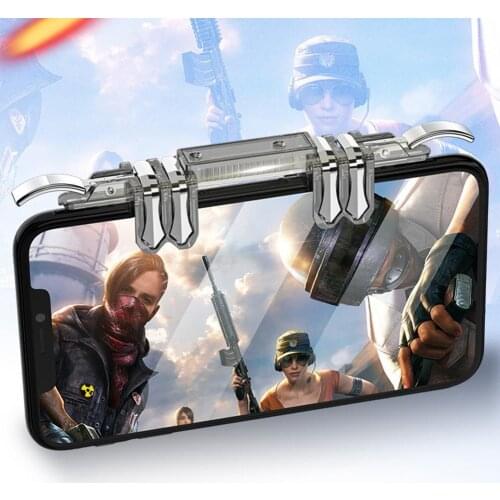 K19 Gaming Trigger Mini Six Finger Control Sensitive Non-slip Metal Game Shooters Fire Button Aim Key Easy to Use for Smartphone