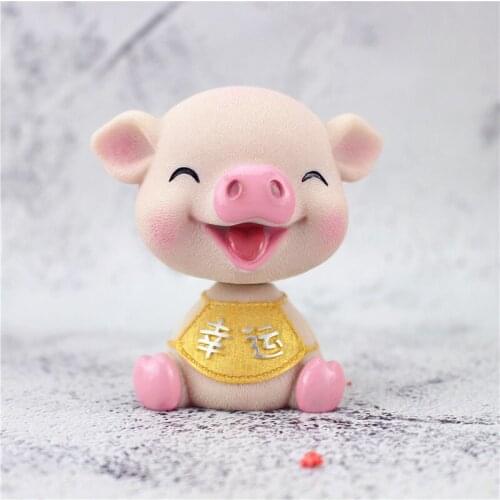 Nodding Lucky Pig Ornament Bobble heads Toys Resin Figurine for Car Decoration Chinese Year Mascot Gift DEC467