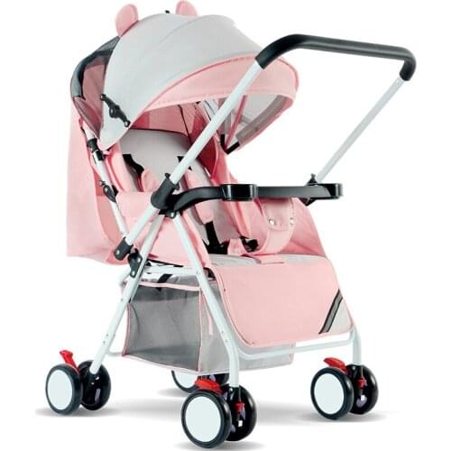 Wholesale Lightweight Baby Stroller Carriage Travel Convenient Folding Baby Simple Child Mini Pink Four Wheel Trolley Pram