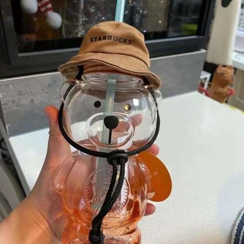 Summer Camping Plush Bear Camping Cup Water Bottle Glass Sippy Cup Juice Cup Milk Cup Cute Bottle