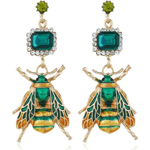 Personality Earrings for Women Luxury Fashion Crystal Insect Bee Eardrop Dangle Earring Statement Earrings Pendant