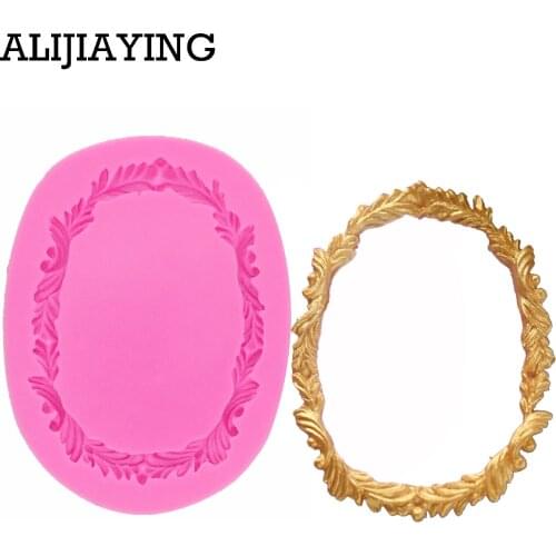 M0512 Fondant Cake Vintage Mirror Frame Silicone Molds Cooking Tools Chocolate Cupcake Stencil Cake decorating tools