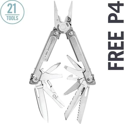 LEATHERMAN - FREE P4 Multitool with Magnetic Locking, One Hand Accessible Tools and Premium Nylon Sheath and Pocket Clip