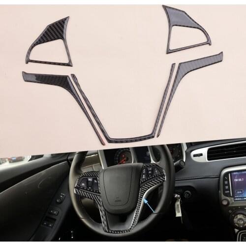 1 Set Carbon Fiber Black Car Steering Wheel Cover Sticker Trim Styling Fit for Chevrolet Camaro 2013 2014 2015
