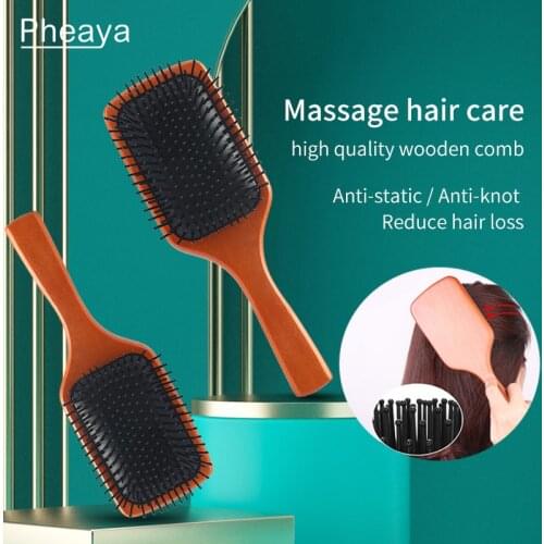 Pheaya Wooden Airbag Massage Hair Comb Haircare Scalp Reduce Hairloss Anti-static Hair Brush Detangler Comb Styling Accessories