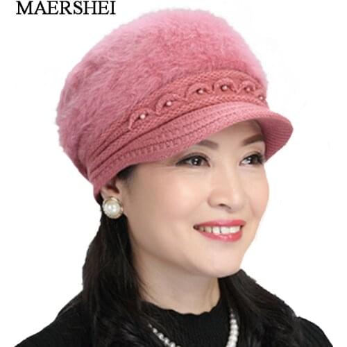 New Women Winter Hat Warm Beanies Knitted Beret Hats For Woman Rabbit Fur Cap Winter Ladies Fashion Hat