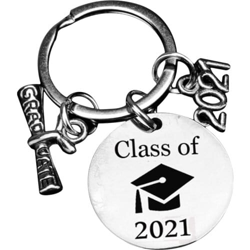 New Class Of 2021 Letter Graduation Gifts Key Chain Stainless Steel High School College Keepsake Jewelry