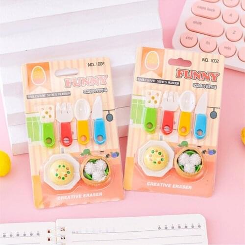 6pcs New Kitchen Cooking Cute Xiao Long Bao Kitchen Eraser School Supplies Students Rubber Eraser