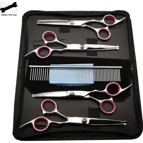 Professional Pet Scissors For Dog Sharp Edge Cat Hair Cutting Tools Kit Stainless Curved Blade Scissors Pet Barber