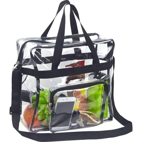 Clear Tote Bag, Adjustable Shoulder Strap And Zippered Top, Stadium Security Travel & Gym Clear Bag, Perfect For Sports