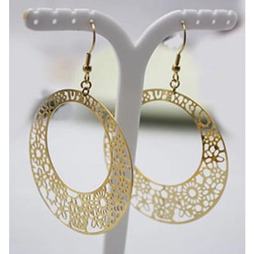 Christmas Gift Bohemia Long Drop Gold Earring boucles d'oreilles Drip Round Earrings bijoux Women Jewelry Stainless Steel