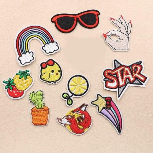 PGY Glass Diamond Fruits Patch Sticker Cheap Embroidered Cute Patches Fruit Iron on Patches for Clothing Parches Para La Ropa