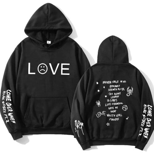 Lil Peep Hoodies Love Mens Hooded Sweatshirt Pullover Hoody Men / Women sudaderas cry baby Hip Hop Streetwear Fashion Hoodie