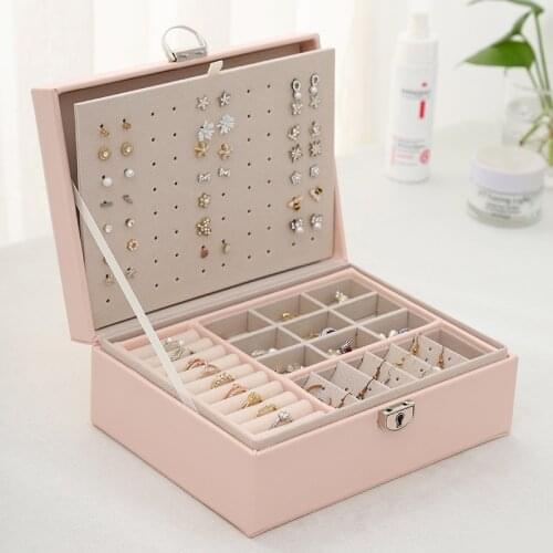 BLOONG 3-layer Jewelry Box Organizer Earrings Rings Necklace Storage Case Women Girls Best Gift with Lock