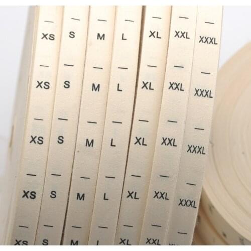 250pcs labels for clothes XS-XXXL natural offwhite/white COTTON size label clothing print tags silk screen garment tags C-1