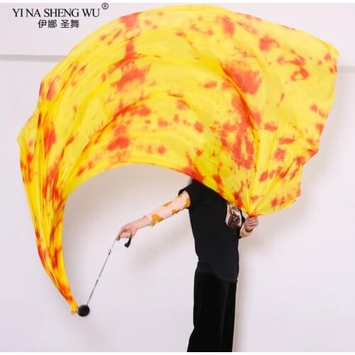 Belly Dance Silk Veil Poi Chain Thrown Ball Women Streamer Stage Professional Customized Props Rainbow Color Gradient Accessory