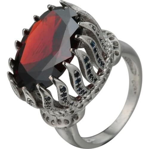 UFOORO New Unique red ring for female Hot charm torch shape cubic zircon party band mystic charm fashion for women gift