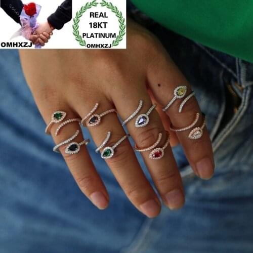 OMHXZJ Wholesale European Fashion Woman Girl Party Birthday Wedding Gift Snake Shape AAA Zircon 18KT White Rose Gold Ring RR974