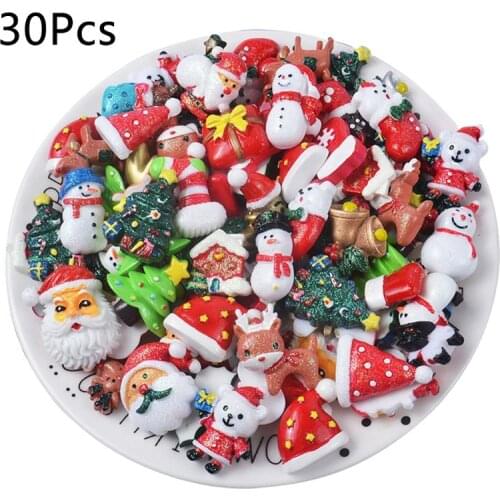 10/30pcs Mixed Resin Merry Christmas Series Flatback Cabochon Embellishments Scrapbook Decor DIY Craft