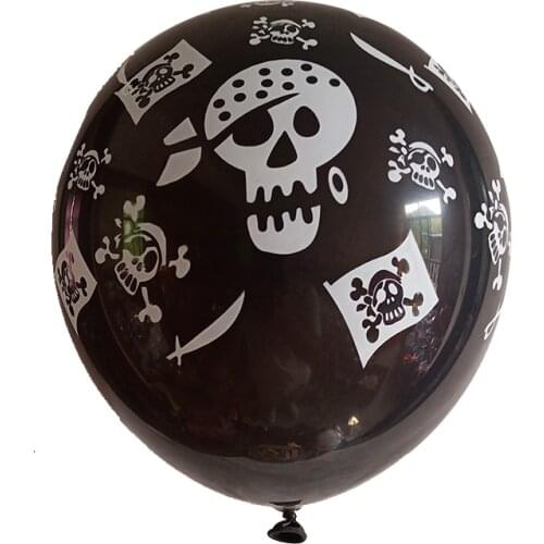 10pcs Black White Pirate Ship Balloons Skull Polka Dot Latex Helium Balloon Birthday Theme Party globos Wedding decor supplies