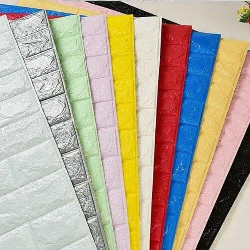 12pcs Brick Foam Panels 3D Wall Stickers Self-adhesive DIY Embossed Stone Wallpaper Home Decor Living Room Kitchen Decoration