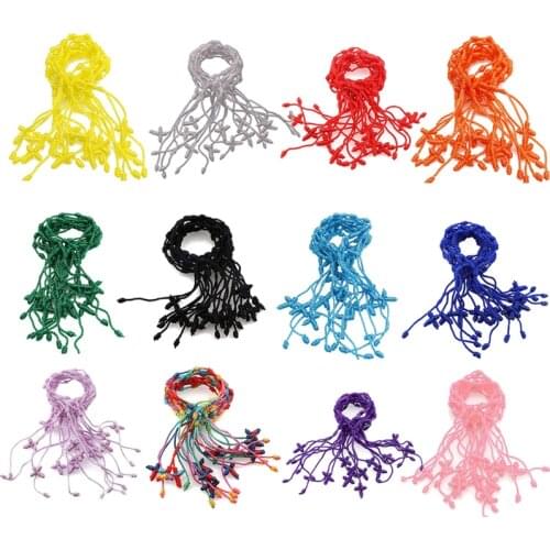 12Pcs Adjustable Kabbalah 7 Knot String Cross Bracelet Good Luck Tibet Bracelet B36D