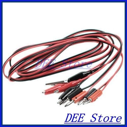 2 Pcs Dual Head Banana Plug to Alligator Clip Cable Testing Wire 4.92Ft