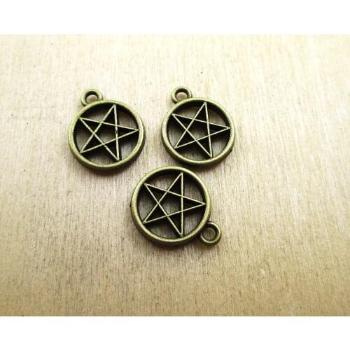 20pcs --13*16mm small size Pentagram Charms ,Pentagram charm DIY necklace/ bracelets charms antique bronze tone