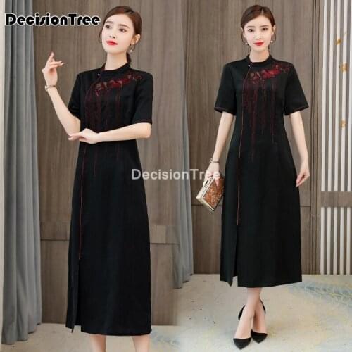 2021 chinese dress modern cheongsam women ao dai lace qipao chinese dress long qipao party vintage elegant dress cheongsam dress