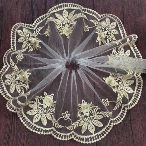 30Yards Polyester Embroidery Golden Lace Trim Trimming Sewing Fabric for Doll Skirt Home Textile Curtain Underwear Decor 18cm