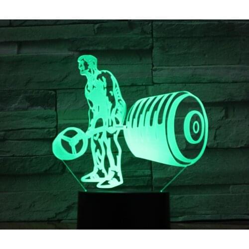 3D Led Lamp Weightlifting Sport 7 Colorful Remote Control Lamp Luminaria De Mesa 3D Light Fixtures Led Christmas Lights 969