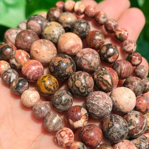 4/6/8/10/12mm Natural Leopard Jaspers Loose Spacer Stone Beads For Jewelry Making Diy Bracelet Wholesale Beads Supplier