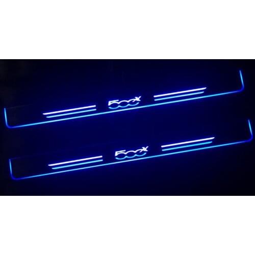 4PCS Door Acrylic Sill Plate Guard For Fiat 500X 500 X 2015 2016 2017 - 2019 2020 Pedal Pathway Welcome Car Scuff Led Lights