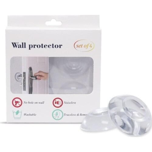 4 Pcs Transparent Silicone Door Handle Anti-collision Wall Round Sticker Protector Self Adhesive 5 Cm