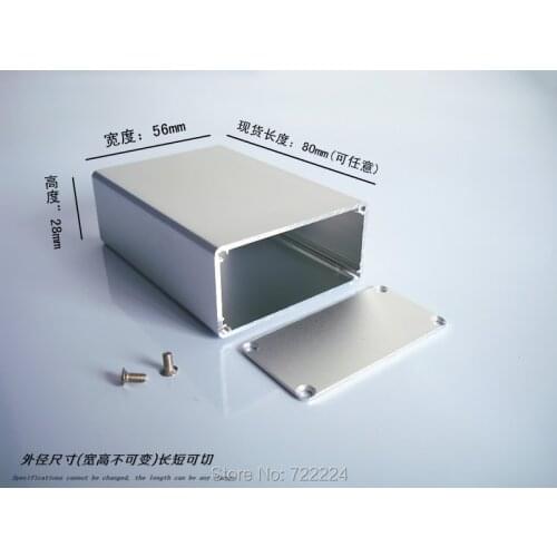 6 pcs/lot 56*27.8*80mm electronic project instrument enclosures junction box small profiles aluminum alloy shell power box