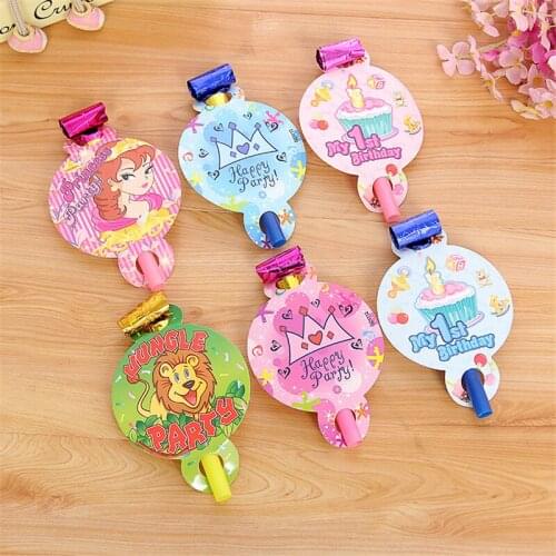 6pcs/Lot Baby Cake Pink Whistles Birthday Party Supplies Kids Birthday Party Noise Maker Childrens' Toys Gifts Party Blowouts