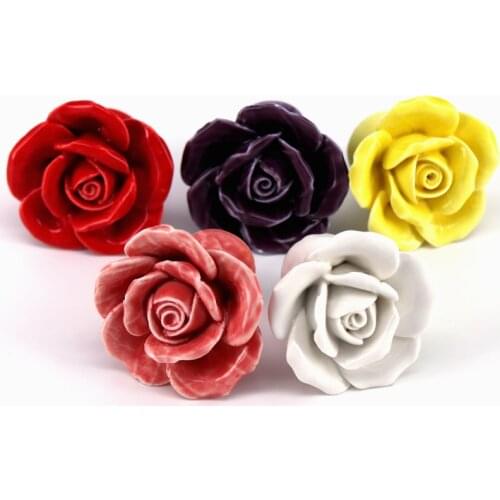 8xUnique Rose Flower Knobs Cabinet Drawer Pulls Dresser Cupboard door knobs handle Furniture Hardware Kitchen Nursery Home Decor