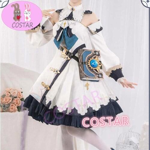 Anime Genshin Impact Barbara Game Suit Lovely Dress Gorgeous Uniform Book Prop Cosplay Costume Halloween Outfit For Women Men Ne