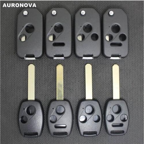 AURONOVA New Upgrade Folding Key Shell for Honda Accord Civic 2006-2011 CRV 2018 Pilot Fit HON66 Blade Remote Car Key Case