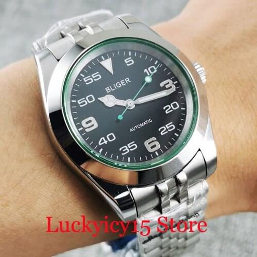 BLIGER Fashional Mechancial Men Wristwatch MIYOTA 8215/MINGZHU 2813 Movement Jubilee Bracelet Sapphire Crystal Solid Backcover