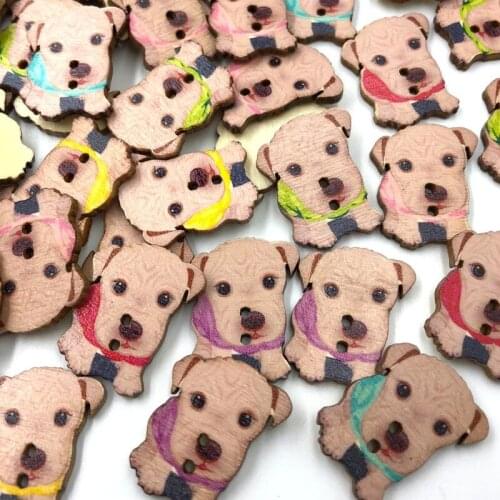 30pcs Dog Wooden Buttons For Needlework Scrapbooking 2 Holes Buttons Patchwork DIY Craft Sewing Accessories WB521