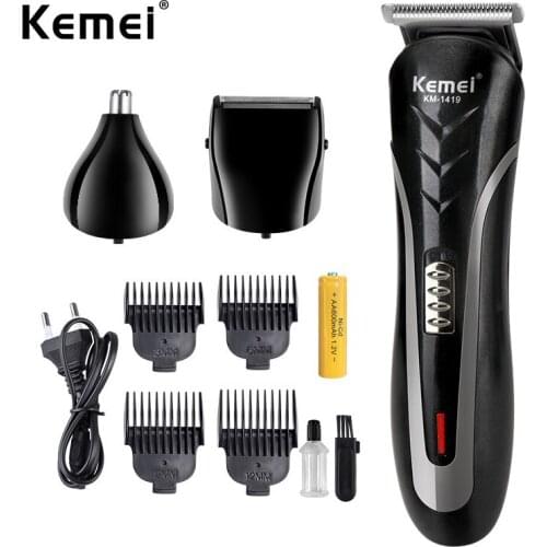 Kemei 3in1 Hair Clipper for Men Rechargeable Waterproof Electric Shaver Beard Nose Ear Shaver Barber Hair Trimmer KM-1419
