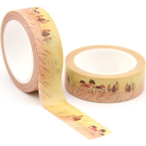 10PCS/lot 15MM*10M Autumnal equinox Yellow Leaves washi tape Masking Tapes Decorative Stickers DIY Stationery School Supply