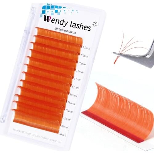 Orange Lashes Extension Easy Fan Russian Volume Colored False Eyelash Faux Mink Auto-Blooming Fans Colored Lashes Supplies