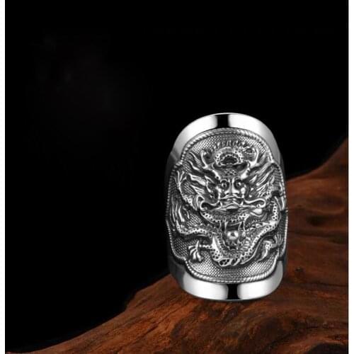 New Retro Dragon Ring Male Dragon Totem Tide Personality Domineering Exaggerated Single Ring Open Ladies Index Finger Ring