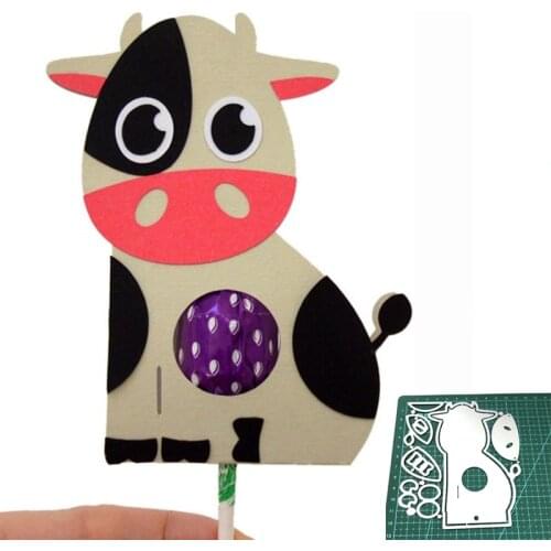 New Metal Cutting Dies Animal Cow Lollipop Holder Die Stencils for DIY Scrapbooking Paper Cards Making Craft Decoration